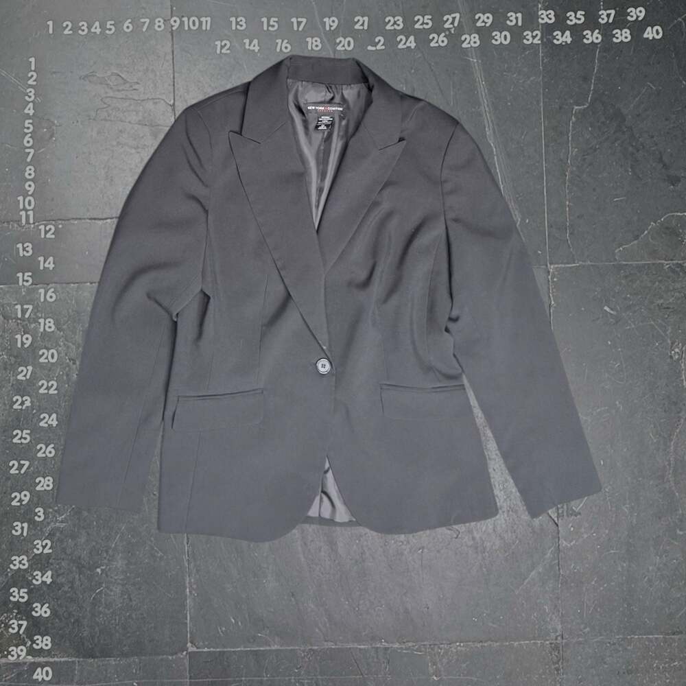 New York & Company Women's Black One-Button Stretch Blazer Size 12 - Picture 2 of 5